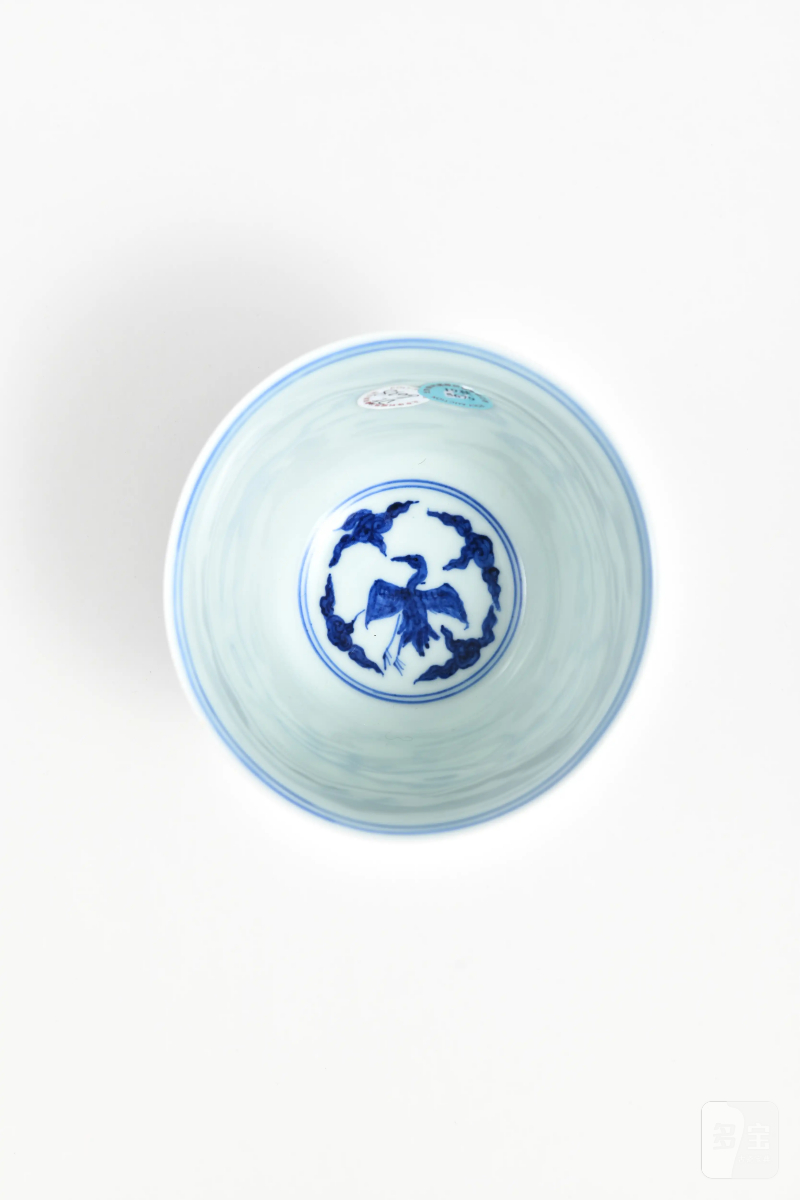 明嘉靖 青花福寿康宁图仰钟杯 - 图3